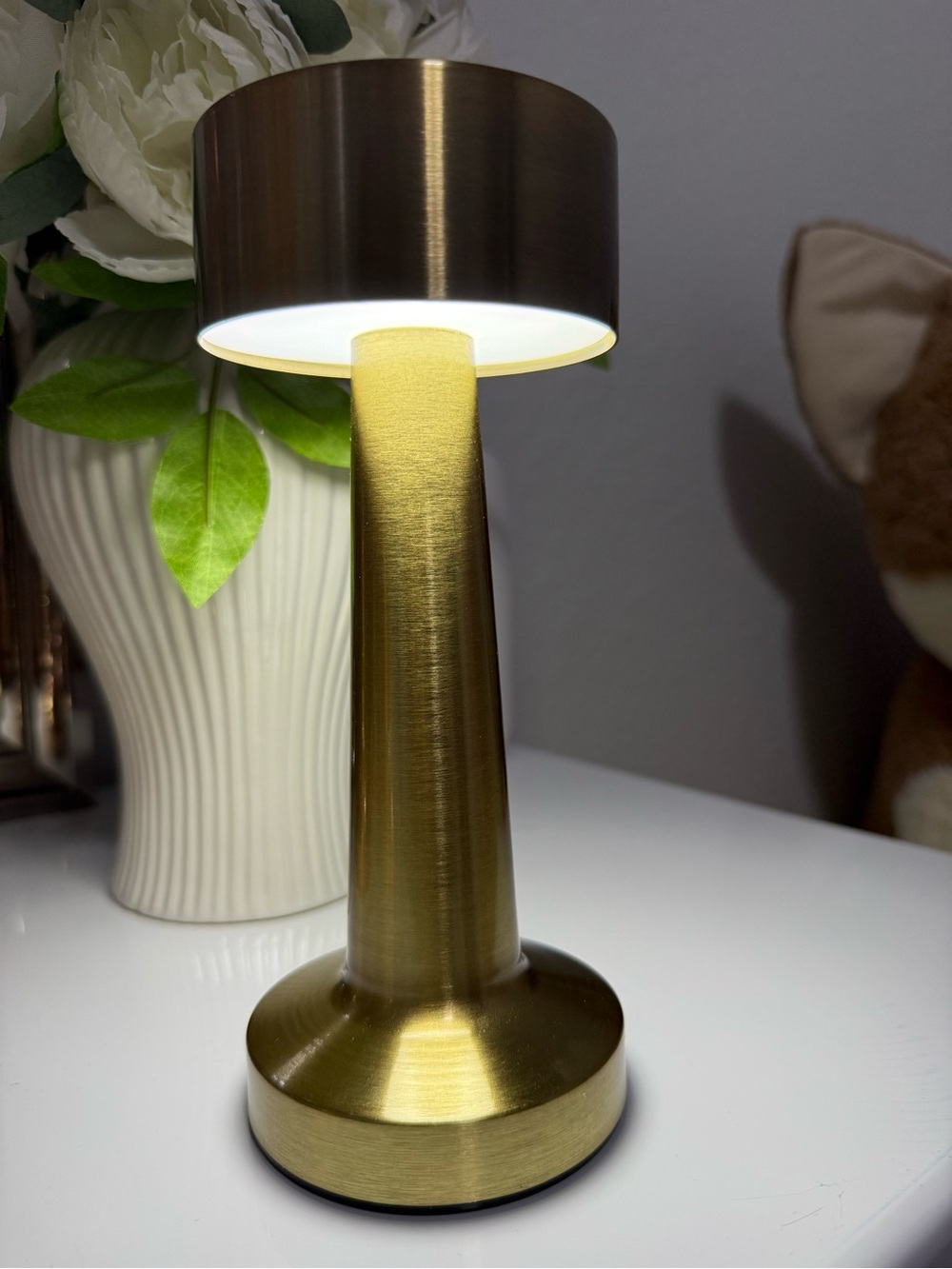 Brass Finish Portable LED Accent Lamp - Gold